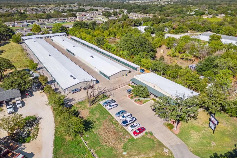 Aerial view of Journey.Storage climate-controlled and drive-up storage units on Temple Hall Hwy, Granbury TX