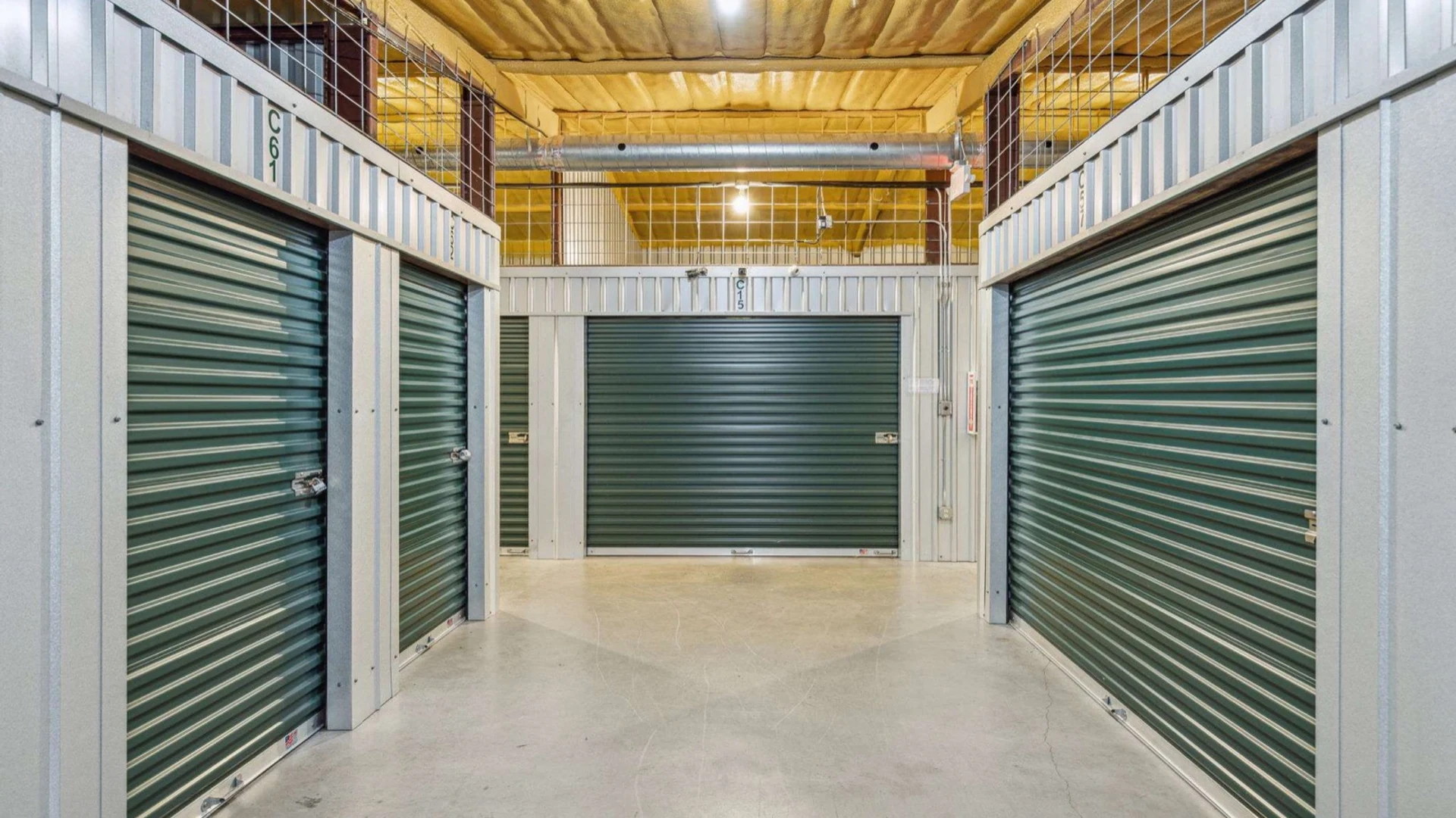 Climate-controlled storage units inside the Temple Hall Hwy building
